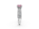 White gold Fancy Pink Cushion  Solitaire Diamond Ring with Milgrain Pavé Band and Four-Prong Setting_22