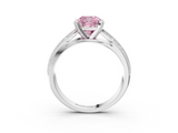 White gold Fancy Pink Cushion  Solitaire Diamond Ring with Milgrain Pavé Band and Four-Prong Setting_23