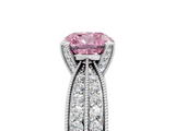 White gold Fancy Pink Cushion  Solitaire Diamond Ring with Milgrain Pavé Band and Four-Prong Setting_25