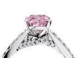 White gold Fancy Pink Cushion  Solitaire Diamond Ring with Pavé Band and Four-Prong Setting_105