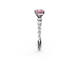 White gold Fancy Pink Cushion  Solitaire Diamond Ring with Pave Band and Four-Prong Setting_273