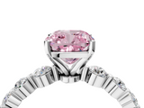White gold Fancy Pink Cushion  Solitaire Diamond Ring with Pave Band and Four-Prong Setting_274