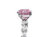 White gold Fancy Pink Cushion  Solitaire Diamond Ring with Pave Band and Four-Prong Setting_275