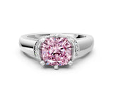 White gold Fancy Pink Cushion  Solitaire Diamond Ring with Pave Band and Six-Prong Setting_32