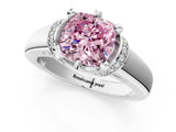 White gold Fancy Pink Cushion  Solitaire Diamond Ring with Pave Band and Six-Prong Setting_33
