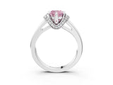 White gold Fancy Pink Cushion  Solitaire Diamond Ring with Pave Band and Six-Prong Setting_35