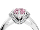 White gold Fancy Pink Cushion  Solitaire Diamond Ring with Pave Band and Six-Prong Setting_36