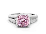 White gold Fancy Pink Cushion  Solitaire Diamond Ring with Six-Prong Cathedral Setting_50