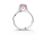 White gold Fancy Pink Cushion  Solitaire Diamond Ring with Six-Prong Cathedral Setting_53