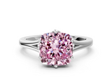 White gold Fancy Pink Cushion  Solitaire Diamond Ring with Six-Prong Setting and Tapered Band_17
