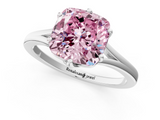White gold Fancy Pink Cushion  Solitaire Diamond Ring with Six-Prong Setting and Tapered Band_18