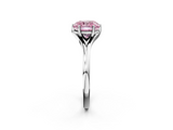White gold Fancy Pink Cushion  Solitaire Diamond Ring with Six-Prong Setting and Tapered Band_19
