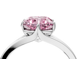 White gold Fancy Pink Cushion  Solitaire Diamond Ring with Six-Prong Setting and Tapered Band_22