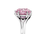 White gold Fancy Pink Cushion  Solitaire Diamond Ring with Six-Prong Setting and Tapered Band_22