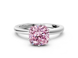 White gold Fancy Pink Cushion  Solitaire Diamond Ring with Six-Prong Setting on a Classic Band_3
