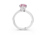 White gold Fancy Pink Cushion  Solitaire Diamond Ring with Six-Prong Setting on a Classic Band_6