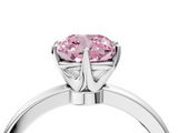 White gold Fancy Pink Cushion  Solitaire Diamond Ring with Six-Prong Setting on a Classic Band_7