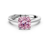 White gold Fancy Pink Cushion  Solitaire Diamond Ring with Split Shank and Four-Prong Setting_20