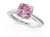 White gold Fancy Pink Cushion  Solitaire Diamond Ring with Split Shank and Four-Prong Setting_21
