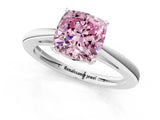 White gold Fancy Pink Cushion  Solitaire Diamond Ring with Split Shank and Four-Prong Setting_25