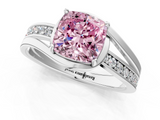 White gold Fancy Pink Cushion  Solitaire Diamond Ring with Split Shank and Prong Setting_42