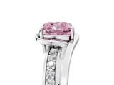 White gold Fancy Pink Cushion  Solitaire Diamond Ring with Split Shank and Prong Setting_45