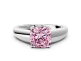 White gold Fancy Pink Cushion  Solitaire Diamond Ring with Tapered Band and Four-Prong Setting_49