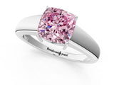 White gold Fancy Pink Cushion  Solitaire Diamond Ring with Tapered Band and Four-Prong Setting_50