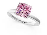 White gold Fancy Pink Cushion  Solitaire Diamond Ring with Thin Band and Four-Prong Setting_4