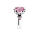 White gold Fancy Pink Cushion  Solitaire Diamond Ring with Thin Band and Four-Prong Setting_53