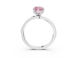 White gold Fancy Pink Cushion  Solitaire Diamond Ring with Thin Band and Four-Prong Setting_6