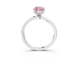White gold Fancy Pink Cushion  Solitaire Diamond Ring with Thin Band and Four-Prong Setting_87