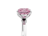 White gold Fancy Pink Cushion  Solitaire Diamond Ring with Thin Band and Four-Prong Setting_89