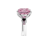 White gold Fancy Pink Cushion  Solitaire Diamond Ring with Thin Band and Four-Prong Setting_8