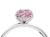 White gold Fancy Pink Cushion  Solitaire Diamond Ring with a Classic Band and Four-Prong Setting 4