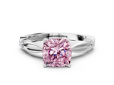 White gold Fancy Pink Cushion  Solitaire Diamond Twisted Band with Four-Prong Setting_109