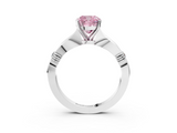 White gold Fancy Pink Cushion  Solitaire Diamond Twisted Band with Four-Prong Setting_112
