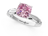 White gold Fancy Pink Cushion  Solitaire Diamond Twisted Band with Four-Prong Setting_123