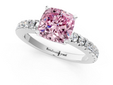 White gold Fancy Pink Cushion  Solitaire Diamond with Pavé Band and Four-Prong Setting_47