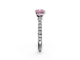 White gold Fancy Pink Cushion  Solitaire Diamond with Pavé Band and Four-Prong Setting_48