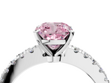 White gold Fancy Pink Cushion  Solitaire Diamond with Pavé Band and Four-Prong Setting_50