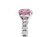 White gold Fancy Pink Cushion  Solitaire Diamond with Pavé Band and Four-Prong Setting_51