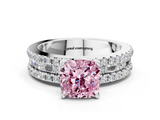 White gold Fancy Pink Cushion  Solitaire Diamond with Pave and Channel Set Band_42