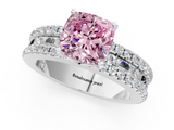 White gold Fancy Pink Cushion  Solitaire Diamond with Pave and Channel Set Band_43