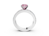 White gold Fancy Pink Cushion  Solitaire Diamond with Pave and Channel Set Band_45