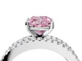 White gold Fancy Pink Cushion  Solitaire Diamond with Pave and Channel Set Band_46