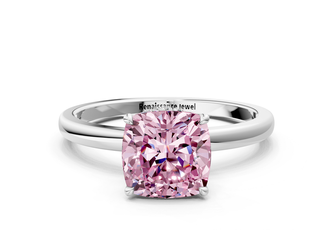 White gold Fancy Pink Cushion  Solitaire Engagement Ring with Cathedral Band and Four-Prong Setting_21