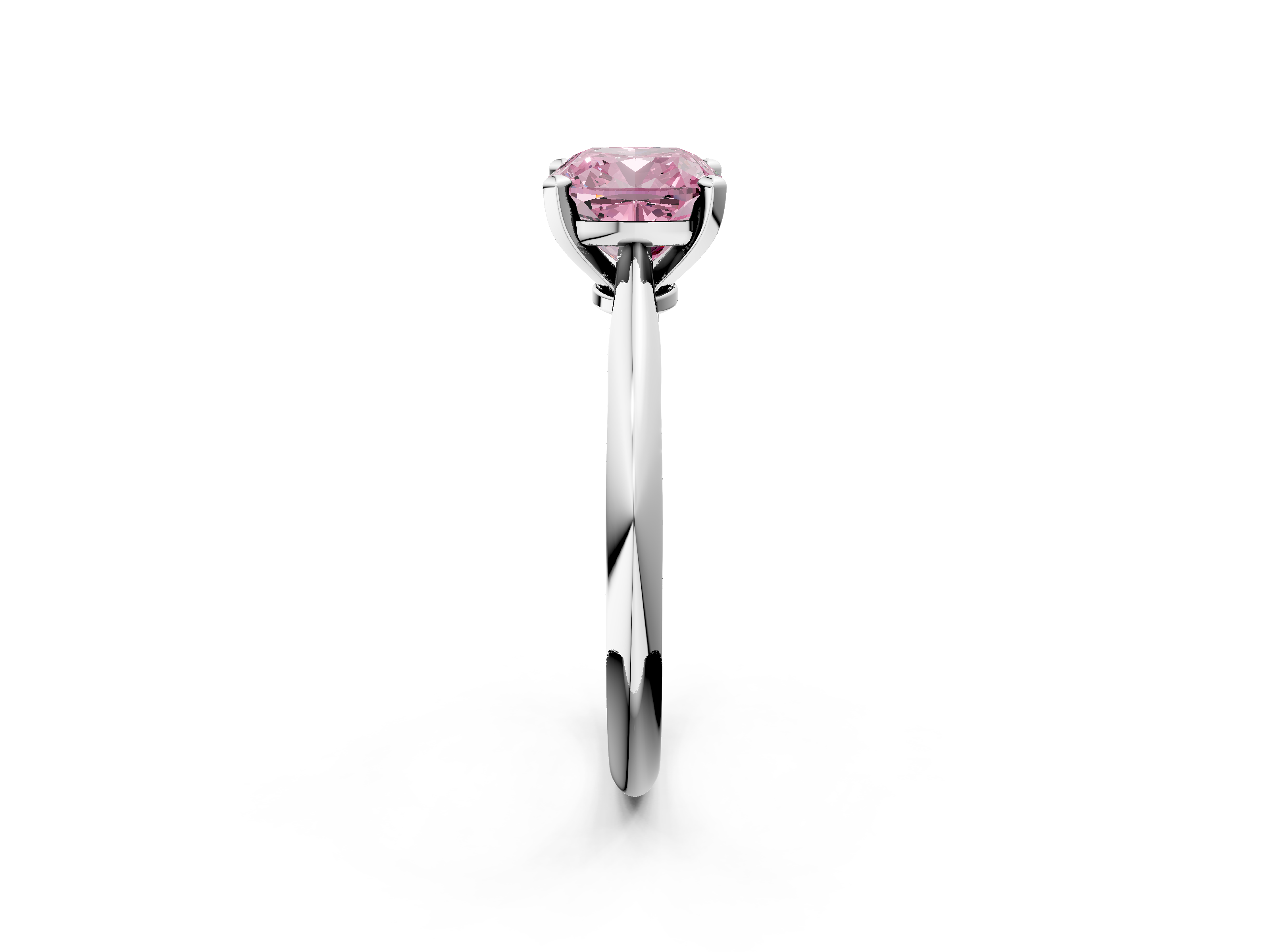 White gold Fancy Pink Cushion  Solitaire Engagement Ring with Classic Band and Four-Prong Setting_70