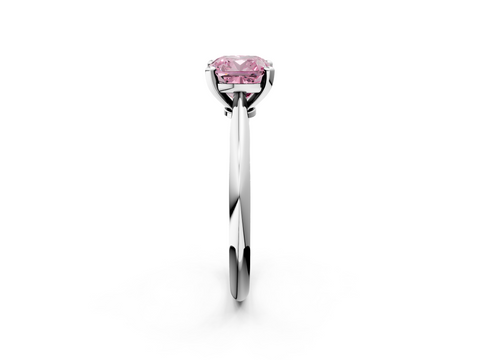 White gold Fancy Pink Cushion  Solitaire Engagement Ring with Classic Band and Four-Prong Setting_70