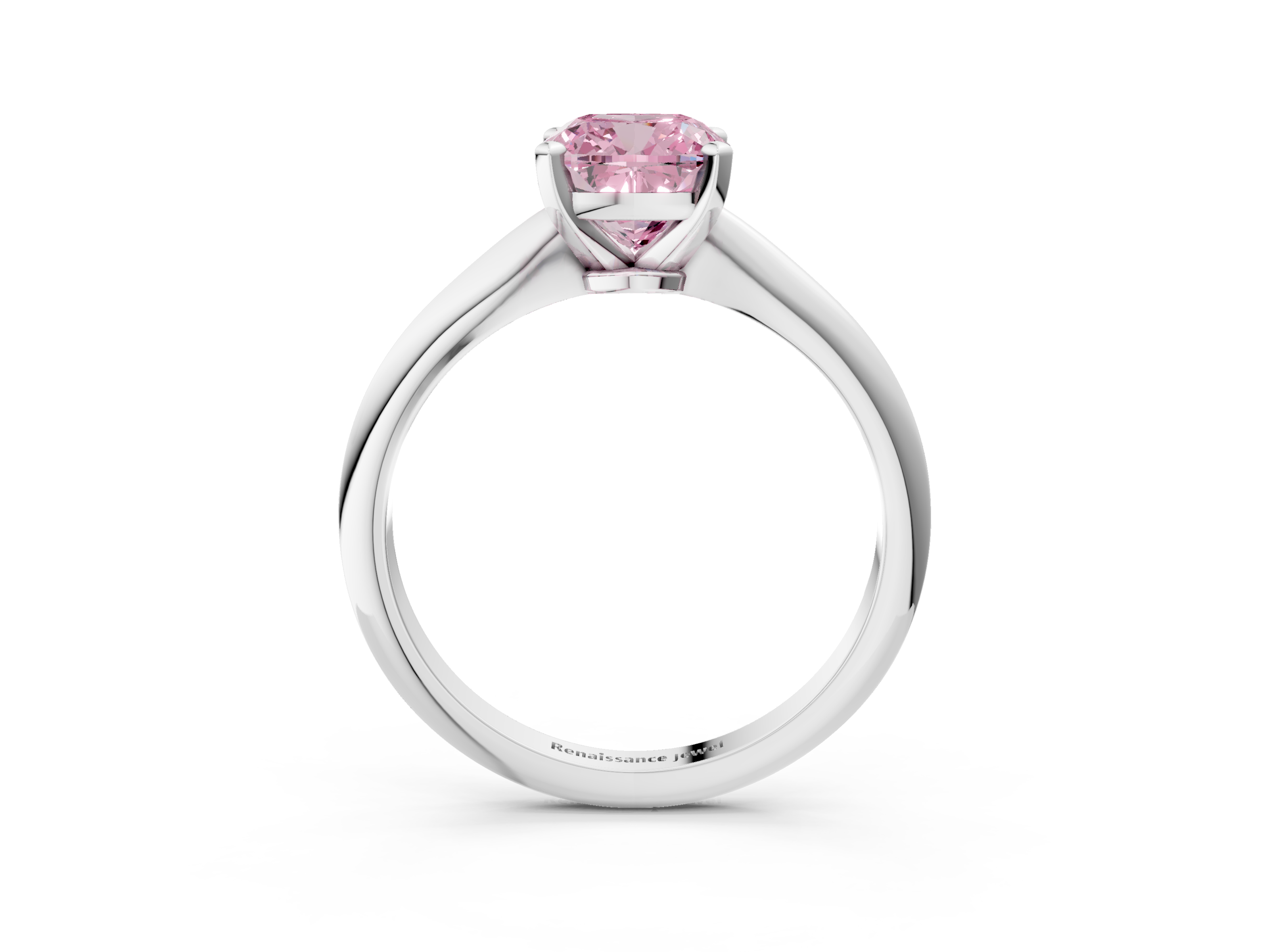 White gold Fancy Pink Cushion  Solitaire Engagement Ring with Classic Band and Four-Prong Setting_71
